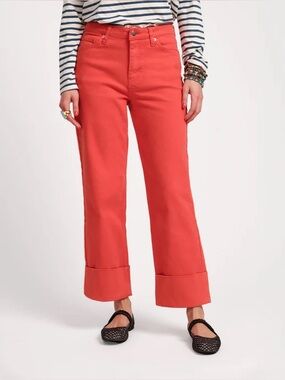 NWT Frances Valentine Women's Red Smarty Cuffed Jeans Solid Denim Pants Sz 2